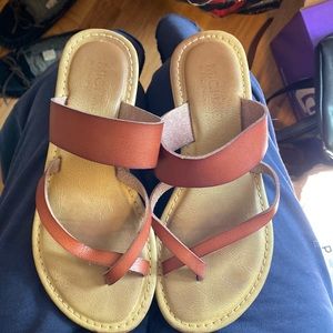 Brown leather flip flop